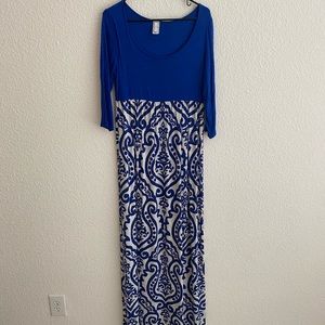 Pink blush maternity blue dress